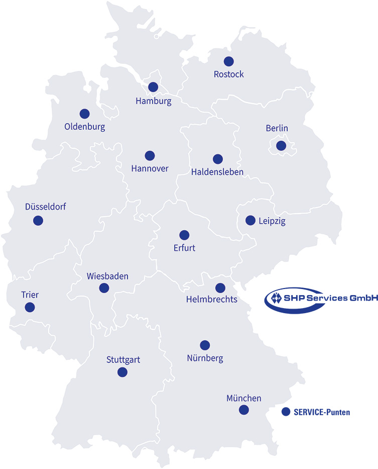 Servicepunten van SHP-Services GmbH