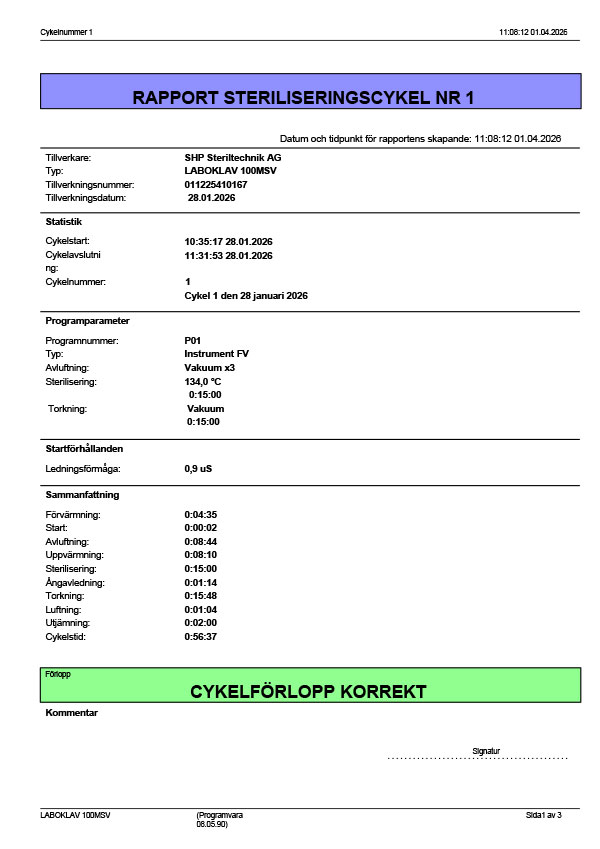 Steriliseringsprotokoll